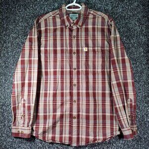 Carhartt Men Shirt Relaxed Fit Plaid red brown Medium
